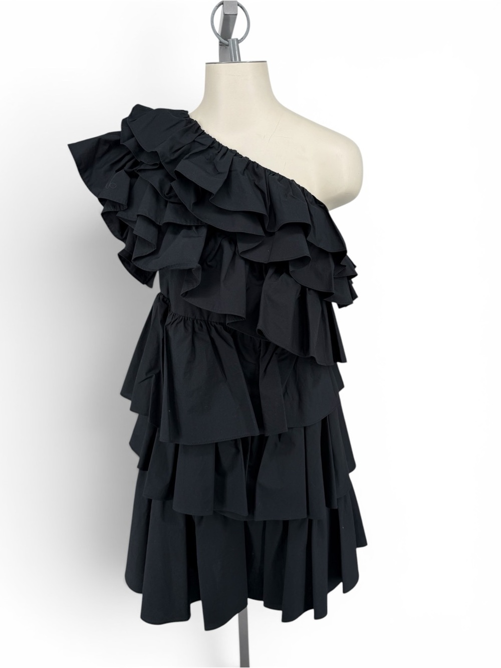 NWT Ulla Johnson Naomi One-Shoulder Ruffle Black Mini Dress Size 2